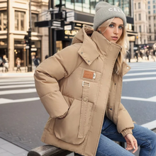 Damen Gesteppter Puffer-Mantel mit Übergroßen Taschen – Braun