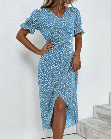 Ginny™ – Damen Kleid mit V-Ausschnitt Eleganter Stil & Bequeme Passform – Blau