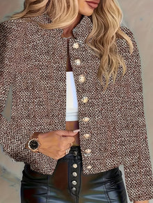 Aruzhan - Eleganter Langarm Blazer Mit Knopfleiste – Braun