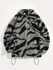Esra – Langärmelige Jacke Mit Geometrischem Muster – Grau