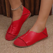 Bethan – Flexible Faltbare Flache Schuhe mit Eckiger Zehenpartie – Rot