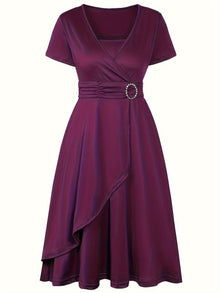 Elegantes Schlankes Strassbesetztes Bindegürtelformelles Kleid Für Damen | Für formelle Anlässe – Fuchsia