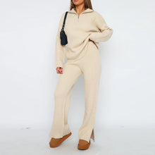 Zweiteiliges Strick-Set | Gemütlich & Stilvoll | Gerippter Look – Beige