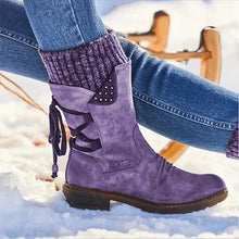 Damen-Winterstiefeletten | Schnürung – Lila