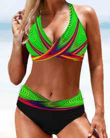 Eliana | Bunter und eleganter Bikini – Dunkelgrün
