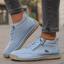 Bettina  | Damen Bequeme Schnürschuhe mit Reißverschluss – Hellblau