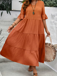 Pomona® | Kleid mit V-Ausschnitt in Übergröße – Orange