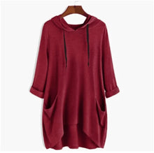 Katinka - Damen Sweatshirt Unregelmäßige Taschen – Rotwein