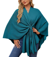 Liriane | Eleganter asymmetrischer Poncho – Blau