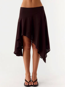 Damen Halbrock mit hoher Taille und asymmetrischem Schnitt – Braun