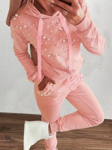 Feneila – Zweiteiliges Set MIT Kapuze Und Perlenverzierung – Rosa
