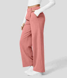 Sauzy | Hochtaillierte Stretch-Hose mit geradem Bein – Rosa