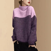 Dory Zweifarbiger Rollkragenpullover aus Baumwolle – Lila