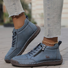 Bettina  | Damen Bequeme Schnürschuhe mit Reißverschluss – Blau