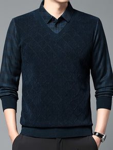 Alan – Langärmeliger Strickpullover – Marineblau
