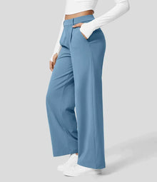 Sauzy | Hochtaillierte Stretch-Hose mit geradem Bein – Hellblau
