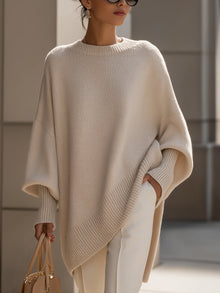 Annika | Damen Eleganter Oversized Pullover – Beige