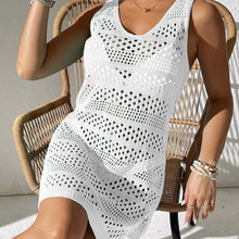 Häkelkleid ohne Ärmel | Transparente Optik | Strandtauglicher Look – Weiß