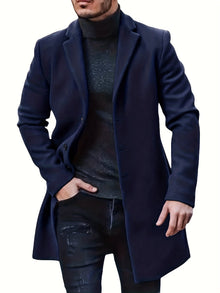 Elegante Einreiher Winterjacke Für Herren | Ideal für Winter – Marineblau