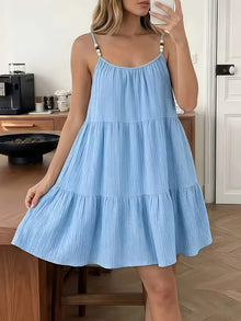 Masley – Minikleid mit Spaghettiträgern Und Lockerer Passform – Blau