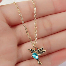 Emaille- und Zirkonia-Hummingbird-Halskette – Blau