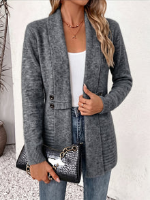 Linsey - Elegante Strick Jacke Mit Offener Vorderseite – Dunkelgrau