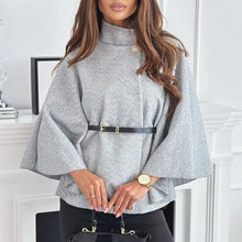 Damen Cape mit Gürtel und weitem Schnitt – Grau