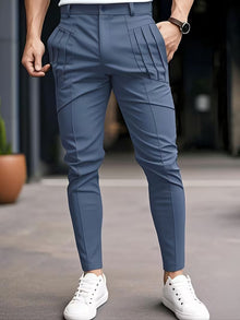 Altmann – Slim Fit Hose mit Bundfalten Und Eingrifftaschen – Blau