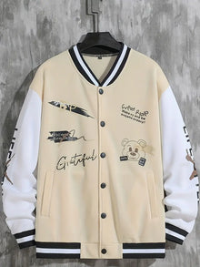 Coli | Collegejacke mit Hipster-Buchstabenmuster – Apricot