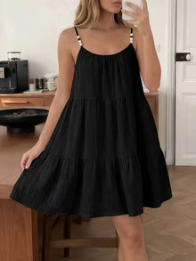Masley – Minikleid mit Spaghettiträgern Und Lockerer Passform – Schwarz