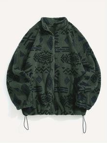 Esra – Langärmelige Jacke Mit Geometrischem Muster – Grün