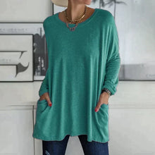 Margot | Tunika-Länge Seitentaschen Top – Cyan