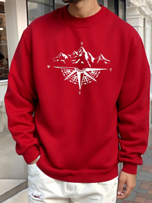 Lässiger warmer Baumwolle Sweatshirt für Männer | Perfekt für Alltagskleidung – Rot