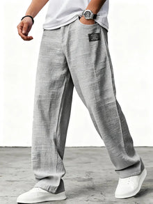 Lushan - Weite Leinen Hose – Grau