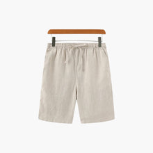 Herren Leinen Shorts mit Kordelzug und Seitentaschen – Beige