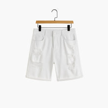 Herren Slim Fit Jeansshorts mit Stretch und Umschlag-Saum – Weiß