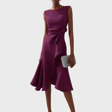 Sheila - Stilvolles Damen-Midikleid mit Rüschendetails – Lila