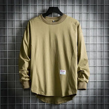 Leon | Herren Oversized Longsleeve Rundhals Langarm Basic – Khaki