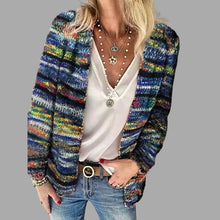 Damen Strickjacke mit buntem Muster – Bequeme und modische Cardigan für einen lässigen Look – Blau