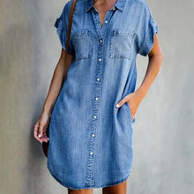 Xenia | Weiche Denim-Kleid – Hellblau
