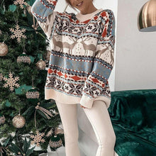Carolin | Damen-Weihnachtspullover mit Rentiermuster – Beige