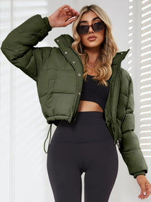 Kurze modische warme Winterjacke für Damen | Ideal für Winter – Armeegrün