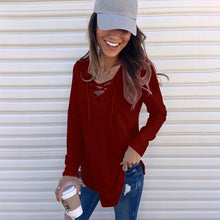 Langarmshirt mit Schnürung | Lässiger Schnitt | Bequemer Stil – Weinrot