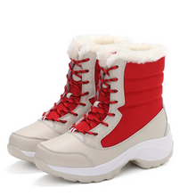 Wasserdichte Damen-Winterstiefel mit Kunstfellfutter – Warm, Rutschfest und Robust für kalte Tage – Rot