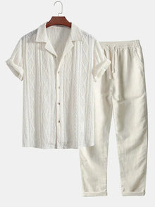 Stylisches Herren Sommer-Set | Zweiteiler aus Frottee-Stoff – Beige