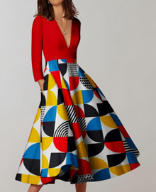 Aisha - Fließender Saum Maxi Kleid Damen Freizeit – Gestreift