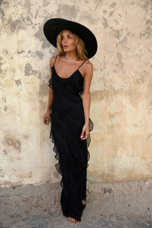 ROSARIA | Elegantes Kleid mit Raffungen – Schwarz
