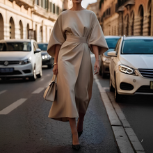 Lauriane - Stilvolles Damenkleid mit Laternenärmeln – Braun