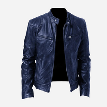 Dominic - Eine lässige Herren-Lederjacke mit schmaler Passform – Blau