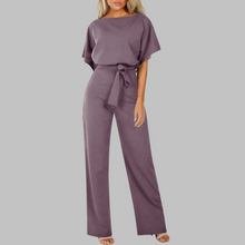 Amber | Damen Overall Fledermausärmel Bindegürtel Weites Bein – Lila